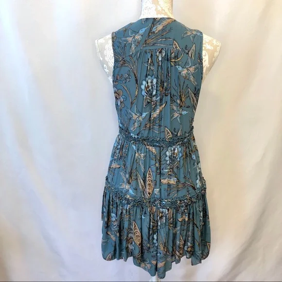 Free People Haze Hummingbird Tunic Blue Ruffled XS - Picture 11 of 12